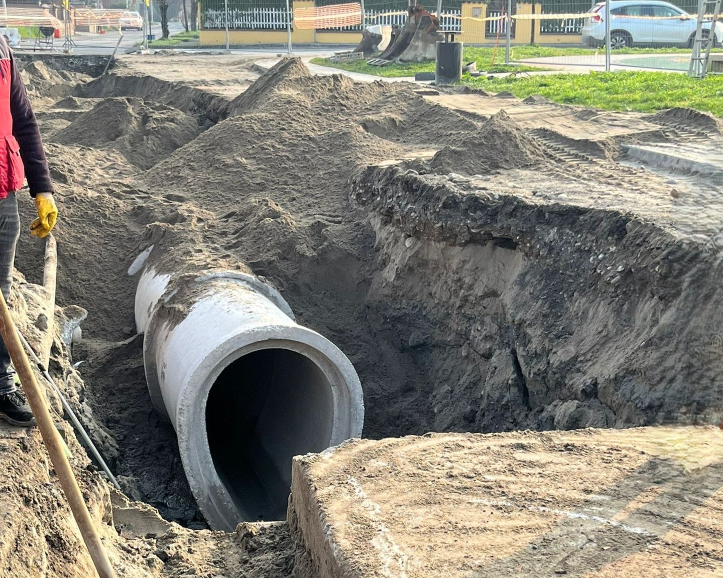 Lavori alla rete fognaria di Via Dossi a Gussola (CR)