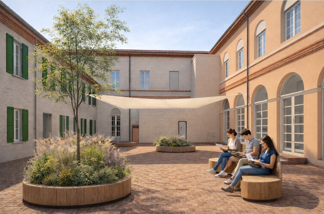 Render del futuro hub civico di Gussola.